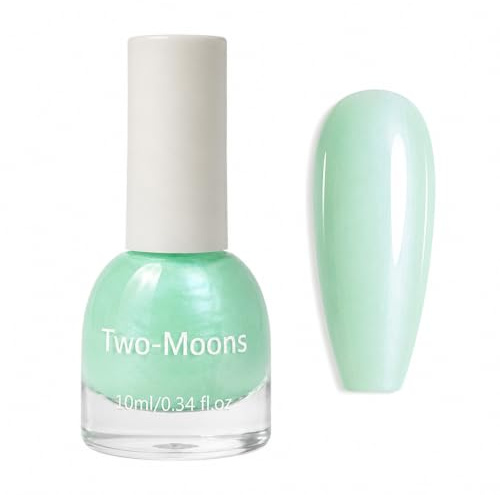 Mint Green Nail Polish, Quick Dry Nail Polish - Water Based Peel Off Green Nail Varnish With Shimmer - No UV Lamp Needed, Non-Toxic Long Lasting Finish For Women Nail Art Manicure