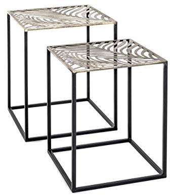 HAKU Beistelltische 2er Set Bronze schwarz Metall Couchtische klein - Maße: B 35/40 x H 45/50 x T 35/40 cm Style: Art Deco