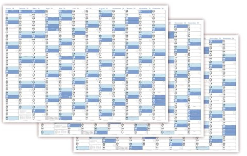 3 Stück XL Wandkalender DIN A1 2026 blau, nass abwischbar Kalender Format 59,4 x 84,1cm Jahresplaner Wandplaner gerollt