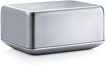 blomus -BASIC Butterdose - Edelstahl matt, Größe M: Elegante Aufbewahrung für frische Butter ((H 6 cm, B 12 cm, L 10 cm, 63638)