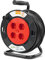 Garza Power - Enrollacables Brico de 15 metros , 4 tomas Schuko, Negro / Rojo