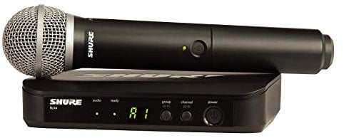 Shure BLX24/PG58 Microfono wireless UHF - Ottimo per chiesa, karaoke, voci - Batteria 14 ore, raggio 100m - Include microfono PG58, ricevitore singolo canale - Banda K14