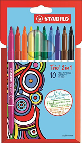 STABILO - Filzstift und Fineliner in einem - Trio 2 in 1-10er Pack - 10 - Version 2