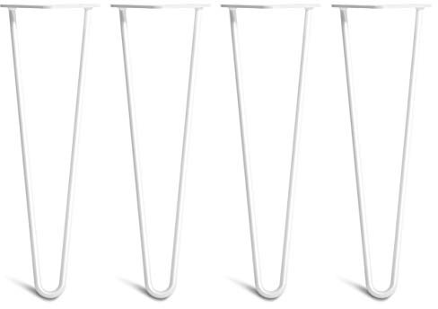 [HLC] 4 x Hairpin Table Legs – Superior Double Weld Steel Construction With Screws, Build Guide & Protector Feet Worth £8 Included! – 10mm Steel [16/40cm,White]