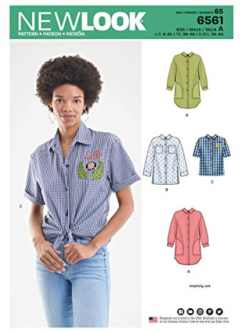 New Look Pattern 6561 Women's Shirts in Three Lengths, White