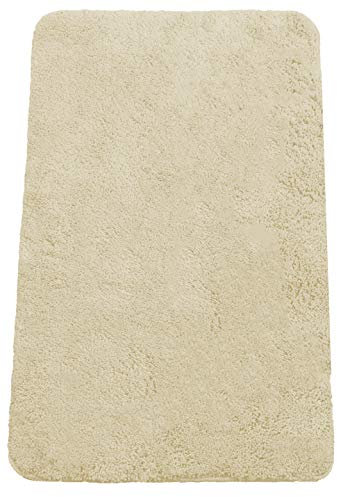 Brandsseller Badezimmerteppich 50x80 cm Badvorleger Badematte Badteppich rechteckig Chenille rutschfest saugstark maschinenwaschbar - Beige