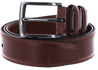 Joop! Herren Gürtel - Coll. Belt 3,5 cm, Echtleder, Dornschließe, doppelte Nähte, Logo (100 cm, Cognac)