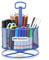 Marbrasse Mesh Schreibtisch Organizer,360Grad Drehbarer Multifunktionaler Stifthalter,4Fächer,Stiftehalter,Aufbewahrungsbox für Zuhause, Büro Stifthalter (Blau)