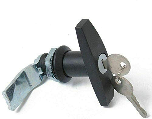 HugeAuto Cerradura con Manija en T para Remolque, Cerradura con Manija en T de Fijación Trasera, Caja de Herramientas, Cerradura de Puerta de Garaje con 2 Llaves para Caravanas RV, Negro