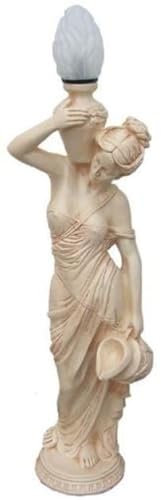 Casa Padrino Jugendstil Außenstehleuchte Skulptur Frau mit Krug Beige H. 130 cm - Wetterbeständige Garten & Terrassen Leuchte - Barock & Jugendstil Deko Accessoires