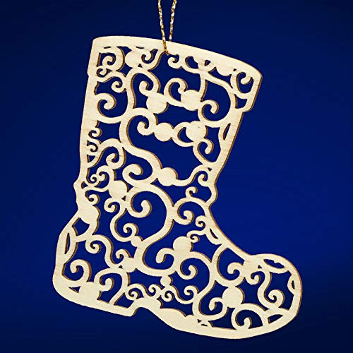 SIKORA BS-LS Traditionelle Filigrane Christbaumschmuck Holzanhänger aus nachhaltiger Herstellung - 28 Modelle wählbar, Modell:O3 Ornament Stiefel H 7.6cm