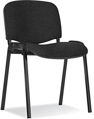 OFFICER PRODUCTS Premium Konferenzstuhl KOS/Hochwertiger Besucherstuhl Stapelstuhl gepolstert/mit robustem Metallgestell, Stoffbezug Schwarz / 1 Stück/Tragkraft max. 110 kg/Höchste Qualität.