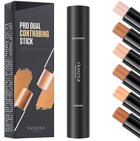 Mysense 6 Colors Contour Stick,Contour Concealer Highlighter Stick,Double Head Body Face Brightens & Shades Make Up Foundation Cream Pen,3pcs