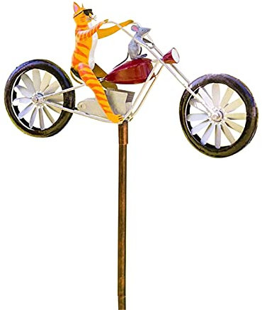 Windspiel mit Stange Vintage Fahrrad Metall - Windspiel mit Stehstange Garten Hof Rasen Dekoration