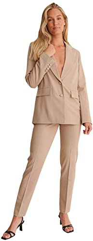 NA-KD Damen Basic Oversize Blazer, Dunkelbeige, 38