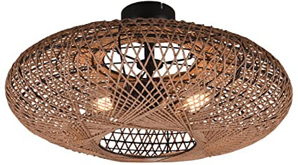 Große Deckenleuchte mit Korbgeflecht Lampenschirm aus Sisal Ø 52cm