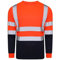 LIZZIE JACOBS Hi Viz High Visibility Crew Neck Long Sleeves Shirts Reflective Tape Safety Hi Vis Round Neck Security Work Breathable Lightweight Workwear Tops (X-Large, Orange/Navy)