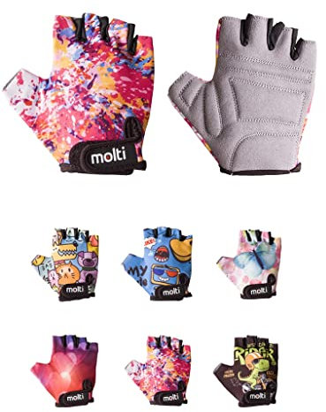 molti Fahrradhandschuhe Sporthandschuhe für Kinder Halbfinger Bike Fahrrad Handschuhe Wandern (M, Bunt)