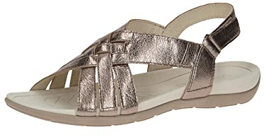 Caprice Leder Sandale Flach Metallic 28104