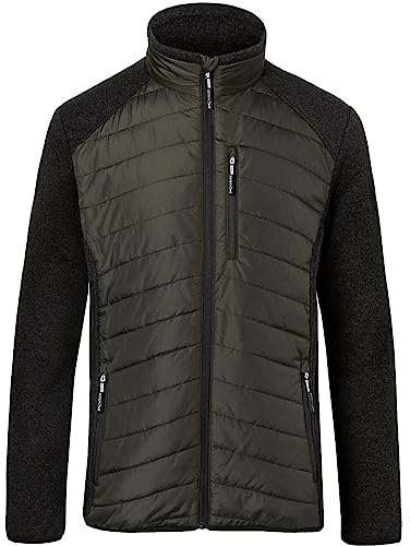 KÜBLER Workwear Hybridjacke – Hybridjacke mit Strickfleece- und Stepp-Optik, körpernah geschnitten Oliv/dunkelgrau Gr. XL