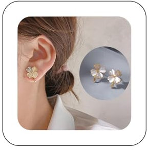 Wendalern Vierblättrige Kleeblatt Ohrringe Opal Cz 4 Blatt Klee Bolzen Ohrringe Glück Gold Klee Ohrringe Hypoallergene Aussage Ohrringe Schmuck Für Frauen Mädchen
