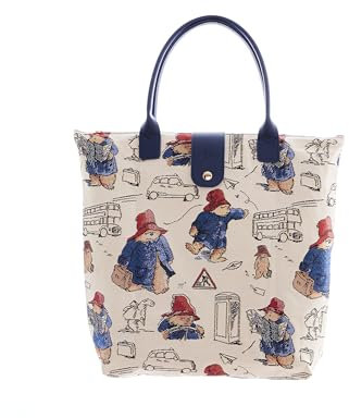 Signare Handtasche, Reisetasche, Kosmetiktasche, Umhängetasche usw. mit Paddington-Bär-Design, beige, Einheitsgröße, Faltbare Tasche