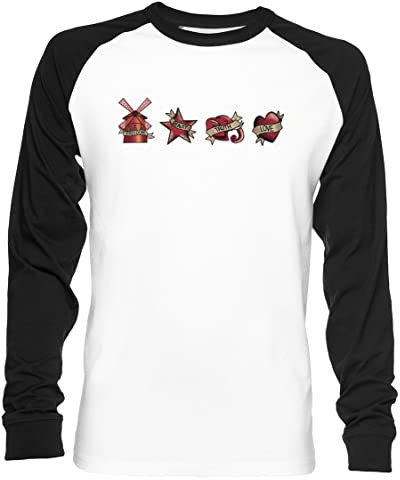 Freedom Beauty Truth Love Moulin Rouge Unisex Baseball T-Shirt Langarm Herren Damen Weiß Schwarz