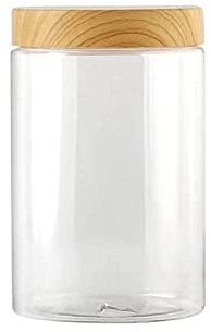 DHliIQQ Pot hermétique en bois avec couvercle en plastique transparent pour café, thé, nourriture