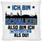 Herzbotschaft Kissen mit lustigem Spruch und Wunschtext auf der Rückseite | Ich Bin Schalker Also Bin ich Cooler als du! | Fußball Deko-Kissen für Schalke Fan | Skyline deiner Stadt | 40cm x 40cm |