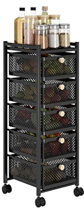 MDybf Porte-Cuisine, tiroirs Multicouches au Plafond au Plafond, paniers à ménage Pull-Out, grilles de Stockage de légumes Multifonctions