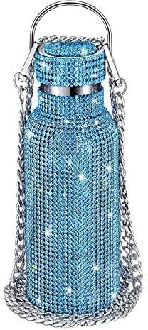 Fiorky 350 ml/500 ml/750 ml Diamant-Thermosflasche mit Kette, Diamant-Isolierflasche, funkelnde Glitzer-Thermosflaschen for Frauen, nachfüllbare hochwertige Isolierflasche aus Edelstahl