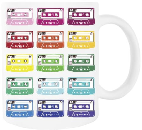 Bunte Kassetten Der 80er Jahre Weißer Becher Trinkbecher aus Keramik