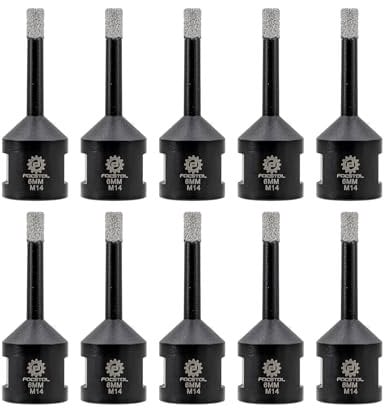 FOCSTOL Brocas Diamante para Porcelanico - 10 piezas 6mm Broca Corona Diamante para Gres Porcelánico Mármol Granito M14 Rosca para Amoladora Angular