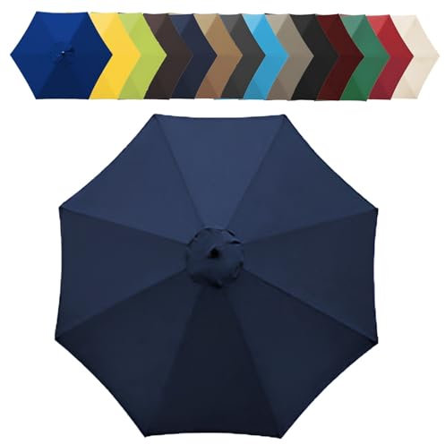 GZDXBF 200/270/300cm 6/8 Streben Sonnenschirm Ersatzbezug Dicker Und Starker Marktschirm Ersatzbespannung Wasserdicht Für Outdoor Terrassenschirm Strandschirm Sonnenschirm(Navy Blue,8 ribs-3m(9.8ft))