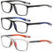 Fsread 3 Pack TR90 Sports Reading Glasses for Men Blue Light Blocking With Spring Hinges Rectangle Lightweight Flexible and Trendy Design Anti UV/Eyestrain/Glare Computer Readers +2.0
