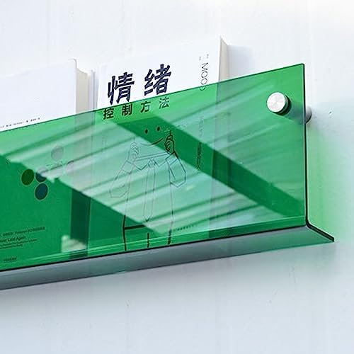 ZJFJMBD Magazin Rack Acryl Wandregal, Zeitschriftenhalter Broschürenhalter Wandmontage, Klar, Breite 60 80 100 120 cm, Blau Grün Orange