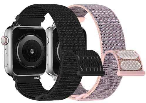 enkic Nylon Armband Kompatibel mit Apple Watch Armband 49mm 46mm 45mm 44mm 42mm 41mm 40mm 38mm Damen Herren, 2 Stück Ersatz Sport Uhrenarmband für iWatch Series 11 10 9 8 7 6 5 4 3 2 1 SE Ultra 3/2/1