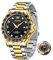OLEVS Herrenuhr aus Gold Silber Edelstahl Schwarz Armbanduhr Herren Großes Zifferblatt Römische Zahlen Männer Uhren Diamant Quarz Analog Uhr für Herren Wasserdicht Moderne Herrenuhren mit Datum