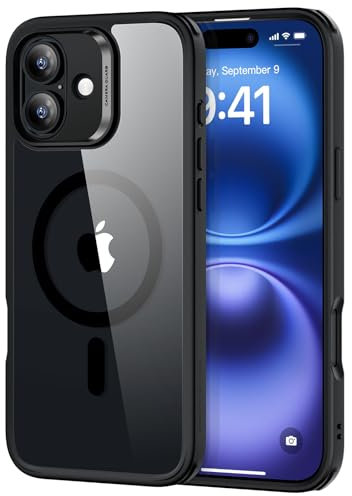 ESR for iPhone 16 Case, Compatible with MagSafe, Shockproof Military-Grade Protection, Magnetic Phone Case for iPhone 16, Classic Hybrid Case (HaloLock), Clear Black