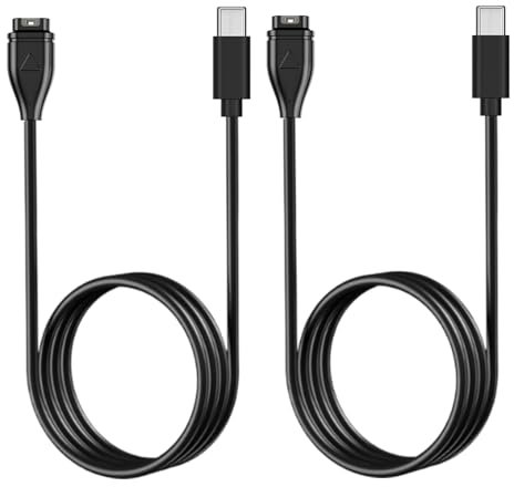 2 Pezzi USB C Cavo Caricatore per Garmin Watch Forerunner 55/158/245/265/255/645/745/965/955/945, Venu 2/2s/2 Plus/3/3s/Sq/Sq 2, Vivoactive 5/4/4s/3/3 Music/Vivomove 3/3s/HR Caricabatterie Cavi