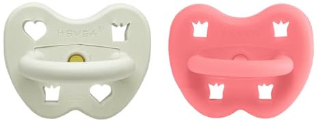 HEVEA Lot de 2 tétines orthodontiques en caoutchouc naturel de 3 à 36 mois - Design hygiénique en une pièce pour les nouveau-nés et les tout-petits, sans BPA, douces et durables - Baie d'hiver