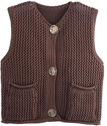 shownicer Pullunder Damen Stricken Weste Ärmellos Strick Casual Strickweste Einfarbig Strick Tank Top Sweater Freizeit Ärmelloser Strickpullunder