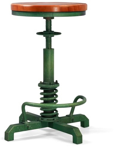 BOKKOLIK Industrieller Barhocker, 61–71,1 cm, höhenverstellbar, Vintage-Kücheninselhocker, Bauernhaus, Gitarrenhocker, rustikaler Frühstücksstuhl mit drehbarem Holzsitz