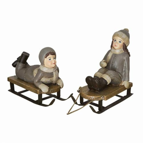 Loberon Deko-Figur 2er Set Xavienne, bunt | Liebevoll Handbemalt, Nostalgie pur, Detailreich Geastaltet, Weihnachtsfigur, Weihnachtsdeko, Weihnachten, Polyresin, Eisen