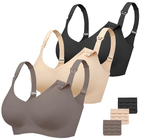 Vinfact 3 Pack Nursing Bras for Breastfeeding Comfort Maternity Bras for Pregnancy Wireless Seamless Breastfeeding Bras