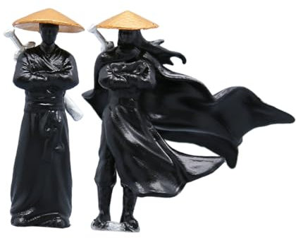 GETAJGHSD 2 Stück Ritterliche Schmuckstücke Japanische Gartendekoration Japanische Krieger Statue Aquariumdekorationen Japanische Ninja Actionfiguren Japanische Ninja Figuren Mini