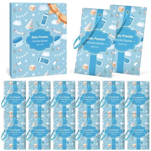 SCENTORINI Sachets Parfumés, Parfumés de Talc pour Bebe, Frais pour Tiroirs, Armoires, Voitures, et Garde-Robes, 14 sachets, Parfum Longue Durée