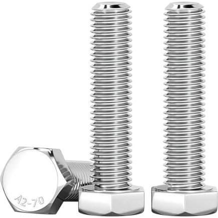 Drenky Tornillos Hexagonales M10, 10 Piezas Tornillo Acero Inoxidable A2 V2A Plata Pernos De Cabeza Hexagonal DIN 933 M10 X 50mm Para Construcción Metálica, Automotriz, Maquinaria