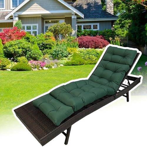 DLLDLGG Repuesto De Cojín para Tumbona De Exterior, Cojines para Tumbona De Exterior, Impermeables Y Resistentes A La Decoloración, con Lazos para Piscina Terraza y Jardín(Green)