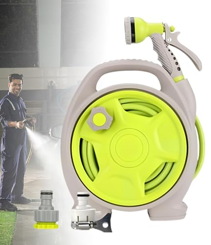 Tubo da giardino retrattile con riavvolgimento automatico, carrello avvolgitubo leggero e portatile per una facile conservazione e utilizzo in patio, cortile e serra